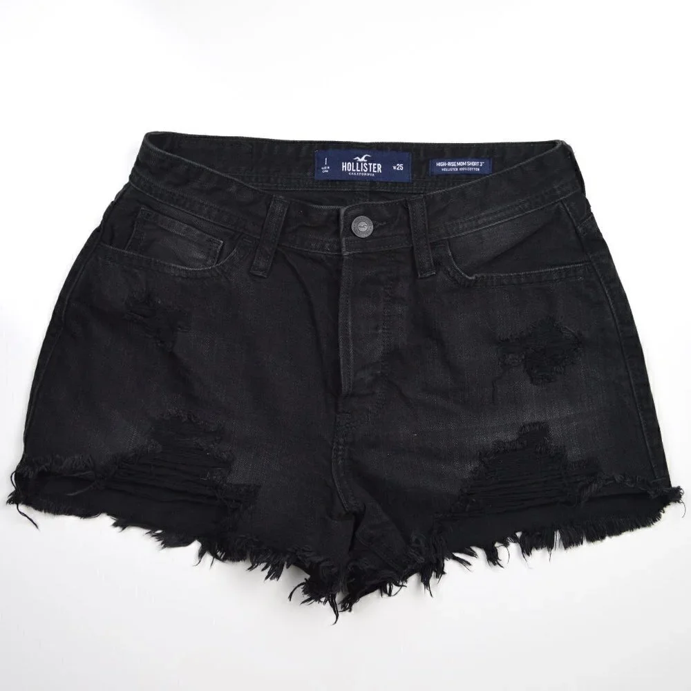 Hollister Hi-Rise Mom Shorts Black 3" - 1/25 - Picture 1 of 6